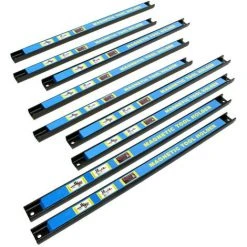 WILTEC Kit Barres Porte-outils 9x46cm Barres Magnétiques Acier Rangement Accessoires Atelier Montage Mural