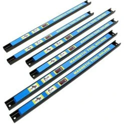 WILTEC Kit Barres Porte-outils 6x46cm Barres Magnétiques Acier Rangement Accessoires Atelier Montage Mural