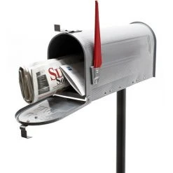 WILTEC Boite Aux Lettres US Mailbox Design Américain Gris Argenté Pied De Support Correspondant Courrier