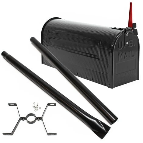 WILTEC Boite Aux Lettres US Mailbox Design Américain Noir Avec Pied De Support Correspondant – Image 3