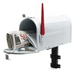 WILTEC Boite Aux Lettres US Mailbox Design Américain Blanc Avec Un Support Mural Correspondant