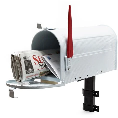 WILTEC Boite Aux Lettres US Mailbox Design Américain Blanc Avec Un Support Mural Correspondant