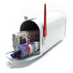 WILTEC Boite Aux Lettres Style Américain Design Couleur Blanche Boite Postale US Mailbox Avec Drapeau