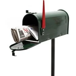 WILTEC Boite Aux Lettres US Mailbox Design Américain Vert Avec Pied De Support Correspondant