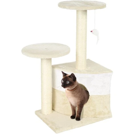 WILTEC Arbre à Chat Beige 71cm Arbre D’escalade Arbre De Grattage Jeu Chats