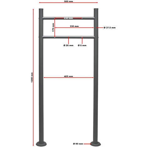WILTEC Boite Lettres Kit Mural V15 Anthracite Revêtue Poudre Simple Verrouillable Courrier Mailbox – Image 3
