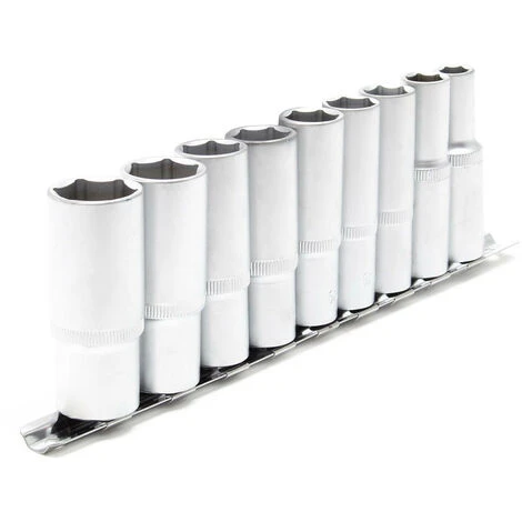 WILTEC Jeu De 9 Douilles 6 Pans Longues Metriques Sur Rail De 10 à 24 Mm – Image 3