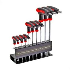 WILTEC Jeu De 10 Cles Allen Males Hexagonales Extra Longues Poignee T Sur Support