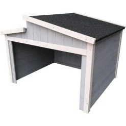 WILTEC Garage Pour Robot-tondeuse Toit Gradin Bois Massif Abri Carport Gris 60,5x73x66,5cm