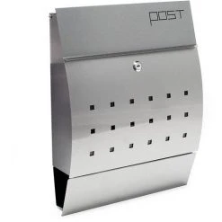 WILTEC Boite Aux Lettres Design Moderne V7 Acier Inoxydable Brossé Porte-journaux