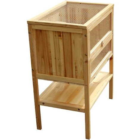 WILTEC Cage Pour Rongeurs Bois Petits Rongeurs Couvercle Rabattable Souris Rat Grange Étable Abri Animaux – Image 5