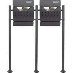 WILTEC Boite Lettres Kit Mural V5 Anthracite Revêtue Poudre Simple Verrouillable Courrier Mailbox