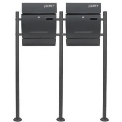 WILTEC Boite Lettres Kit Mural V4 Anthracite Revêtue Poudre Simple Verrouillable Courrier Mailbox