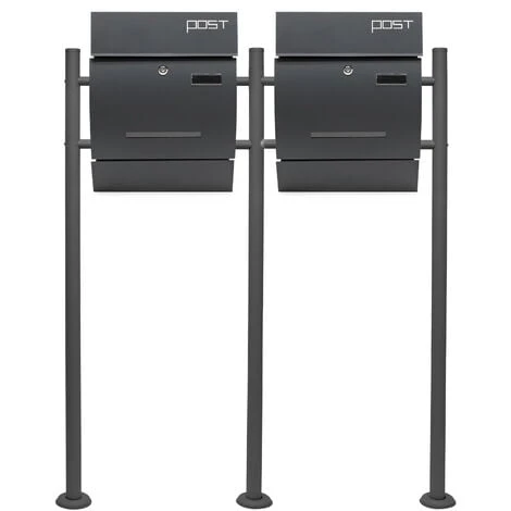 WILTEC Boite Lettres Kit Mural V4 Anthracite Revêtue Poudre Simple Verrouillable Courrier Mailbox