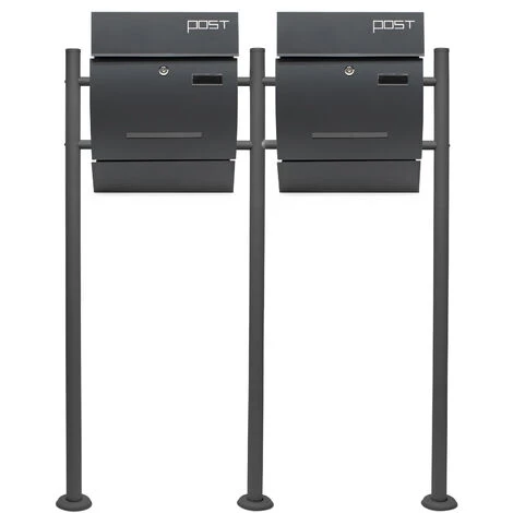 WILTEC Boite Lettres Kit Mural V4 Anthracite Revêtue Poudre Simple Verrouillable Courrier Mailbox – Image 2