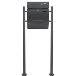 WILTEC Boite Lettres Kit Mural V4 Anthracite Revêtue Poudre Simple Verrouillable Courrier Mailbox