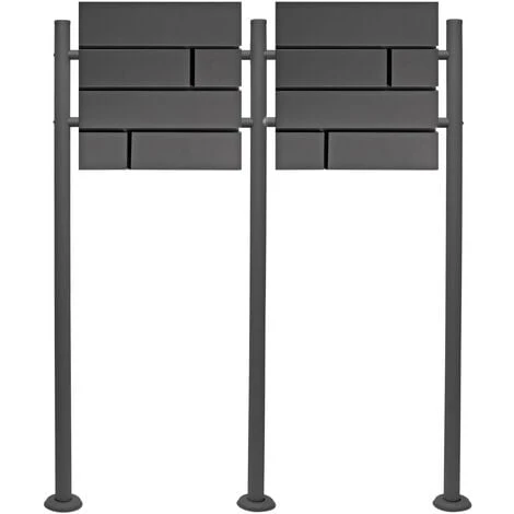 WILTEC Boite Lettres Kit Mural V15 Anthracite Revêtue Poudre Double Verrouillable Courrier Mailbox