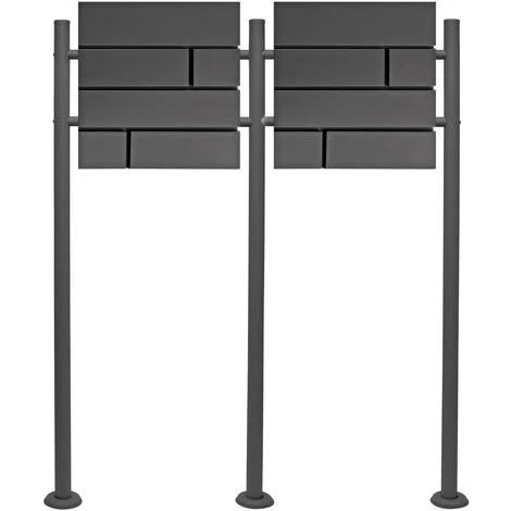 WILTEC Boite Lettres Kit Mural V15 Anthracite Revêtue Poudre Double Verrouillable Courrier Mailbox – Image 2