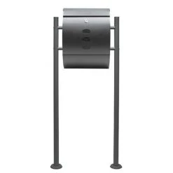 WILTEC Boite Lettres Kit Mural V18 Anthracite Revêtue Poudre Simple Verrouillable Courrier Mailbox