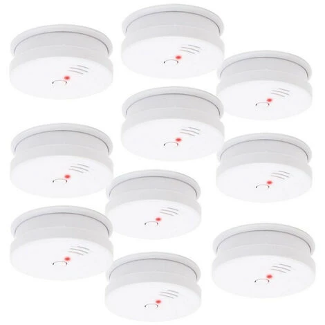 WILTEC 10 Detecteurs De Fumee Alarme Avertisseur Anti Incendie Pile 9v Certifie En 1460