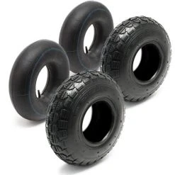 WILTEC Lot 2x Pneu 2x Chambre à Air 11x4.00-4 4PR Tondeuse Autoportée Valve Droite Brouette Chariot Diable