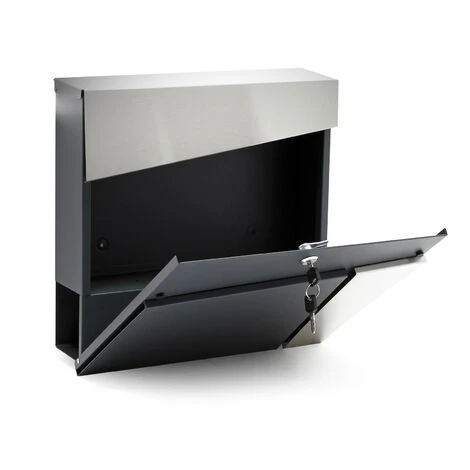 WILTEC Boite Lettres Moderne Design V24 Anthracite Fixation Murale Revêtue Poudre Porte Journal Inox – Image 3