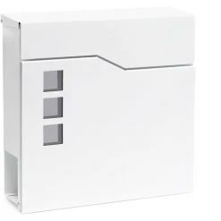 WILTEC Boite Lettre V20 Blanche Murale Revêtue Poudre Porte Journal Range Revues