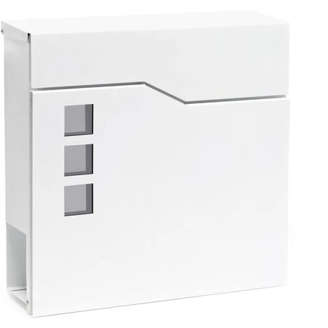 WILTEC Boite Lettre V20 Blanche Murale Revêtue Poudre Porte Journal Range Revues