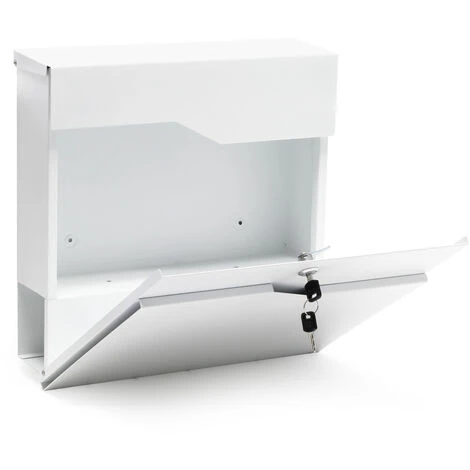 WILTEC Boite Lettre V20 Blanche Murale Revêtue Poudre Porte Journal Range Revues – Image 3