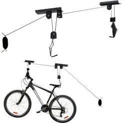 WILTEC Support Ascenseur Vélo 20 Kg Porte- Bicyclette Rangement Garage Stockage Plafond Élévateur