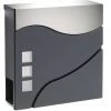WILTEC Boite Lettres Design V28 Anthracite Compartiment Journaux Fixation Murale Revêtue Poudre Inox