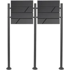 WILTEC Boite Lettres Kit Mural V14 Anthracite Revêtue Poudre Double Verrouillable Courrier Mailbox