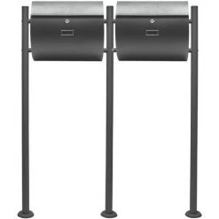 WILTEC Boite Lettres Kit Mural V17 Anthracite Revêtue Poudre Double Verrouillable Courrier Mailbox