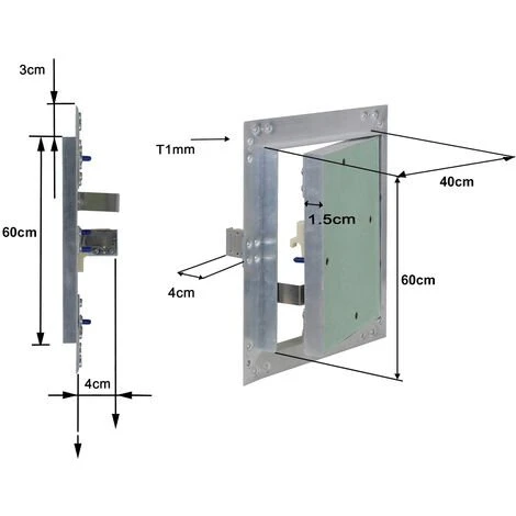 WILTEC Trappe Visite Cadres Aluminium 40x60cm 12,5mm Plaque En Plâtre Panneau D’accès Alu Maintenance – Image 4
