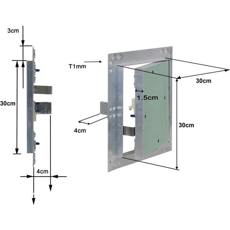 WILTEC Trappe Visite Cadres Aluminium 30x30cm 12,5mm Plaque En Plâtre Panneau D’accès Alu Maintenance – Image 4