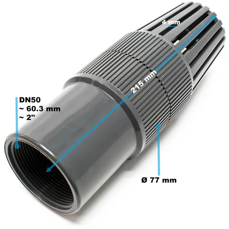 WILTEC Clapet Pied DN50 60,3mm 2" Filetage Femelle Soupape Retenue Crépine Plastique Aspiration Valve – Image 2