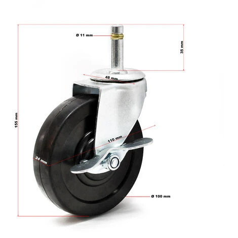 WILTEC Pièce Détachée - Roulette Pivotante Pour Lève - Plaques – Image 2