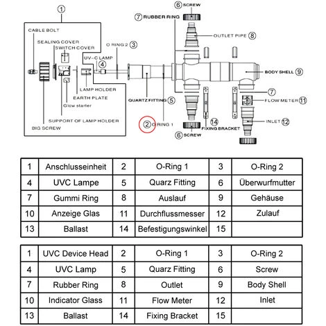 WILTEC Pièce Détachée Originale - Joint Torique-1 Pour Stérilisateur De Bassin SunSun CUV-111 – Image 3