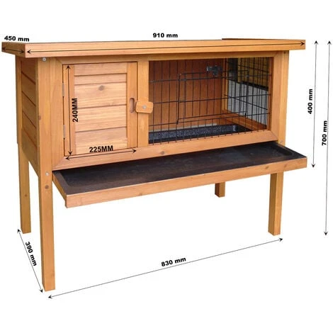 WILTEC Cage Pour Rongeurs En Bois Clapier Pour Lapin Abri Petits Animaux Grange Étable Hamster Souris – Image 2