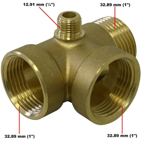 WILTEC Raccord En Laiton 4 Voies DN25 1" DN13 1/4" Pour Réservoir à Vessie Réservoirs Sous Pression – Image 2
