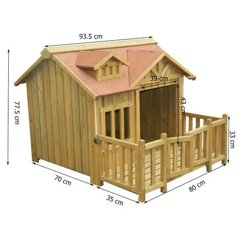 WILTEC Niche De Chien Maison De Luxe XL Bois Balcon Jardin Terrasse Chien – Image 3