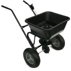 WILTEC Épandeur Chariot D'épandage 30kg Avec Pneus Pour Engrais Semences Sel De Déneigement Jardin