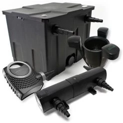 WILTEC Kit De Filtration Bassin Bio 12000l Stérilisateur UVC 24W 80W Pompe éco Ecumeur