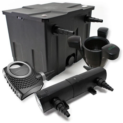 WILTEC Kit De Filtration Bassin Bio 12000l Stérilisateur UVC 24W 80W Pompe éco Ecumeur