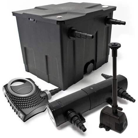 WILTEC Kit De Filtration De Bassin Bio 12000l Stérilisateur UVC 36W 80W Pompe éco Fontaine