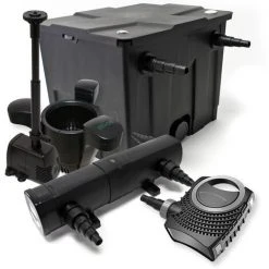 WILTEC Kit De Filtration Bassin 12000l 80W Pompe Super éco Stérilisateur UVC 24W Fontaine Ecumeur