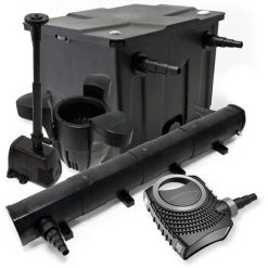 WILTEC Kit De Filtration Bassin 12000l Stérilisateur UVC 72W 80W Pompe éco Fontaine Ecumeur