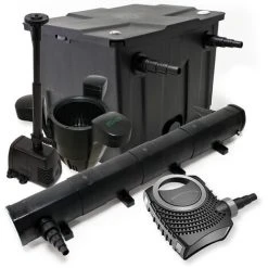 WILTEC Kit De Filtration Bassin 12000l Stérilisateur UVC 72W 80W Pompe éco Fontaine Ecumeur