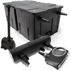 WILTEC Kit De Filtration De Bassin Bio Filtre 60000l Stérilisateur UVC 18W 80W Pompe éco Fontaine