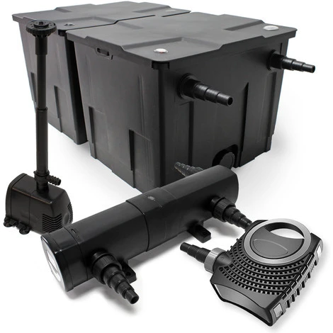 WILTEC Kit De Filtration De Bassin Bio Filtre 60000l Stérilisateur UVC 18W 80W Pompe éco Fontaine